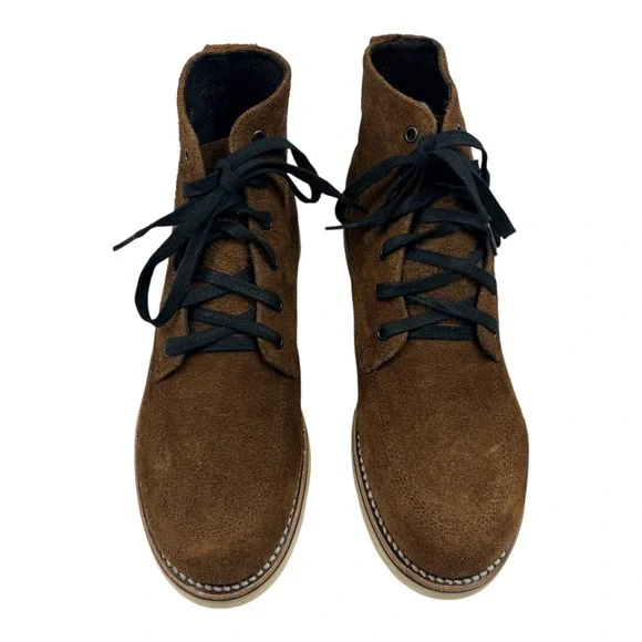 Broken Homme Mens 8.5 D Brown Suede Boots Made in USA Slip Oil Resistant New